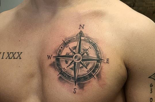 tatuaje de rosa de los vientos